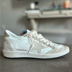 Golden Goose White and Beige Sneakers